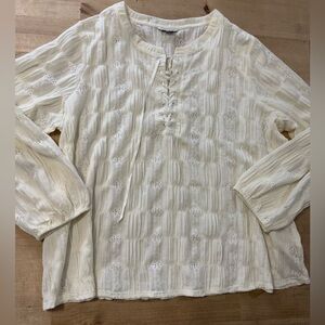 FRYE AND CO. Ivory Textured Lace-Up Blouse